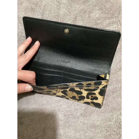 Coach Wallet Womens Accordion Clutch Leopard Print Zip Pocket Animal Print - Picture 5 of 7